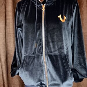 True Religion Velvet Hoodie with Gold Logo